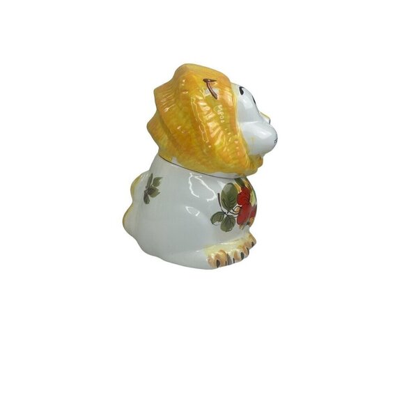 GUARD CAT hollywood regency vtg ceramic cookie jar Leo Lion fiori italian art - Picture 3 of 16